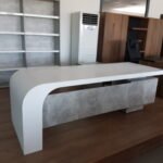 Μοντέρνο γραφείο με λευκή και γκρι βάση